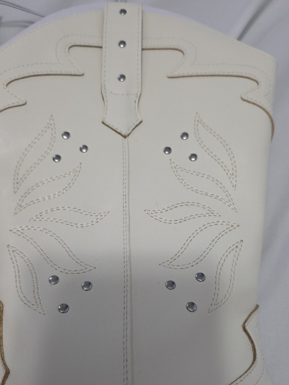 Women's Cream Western Mid-Calf Cowboy Boots - Picture 3 of 9